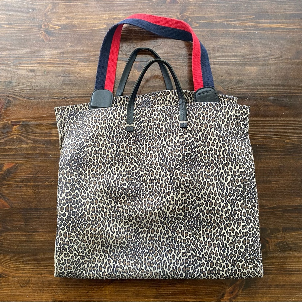 SOLD - CLARE V leopard cheetah suede leather tote bag with detachable strap. - Picture 3 of 13